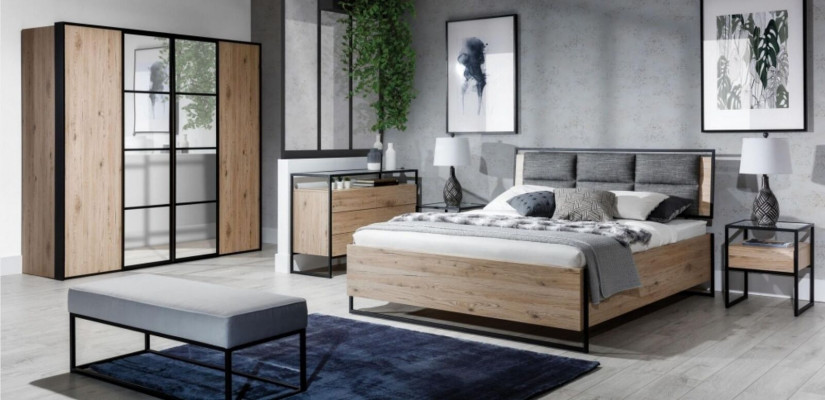 Łóżko Beżowe Loft Design Nowoczesne Łóżko Podwójne Sypialnia Eleganckie Meble Nowe