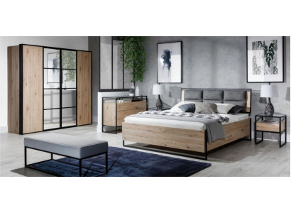 Łóżko Beżowe Loft Design Nowoczesne Łóżko Podwójne Sypialnia Eleganckie Meble Nowe