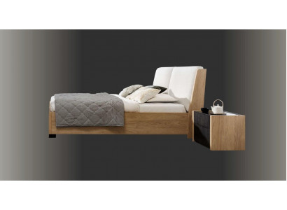 Łóżko Beżowe Drewno Design Nowoczesne Sypialnia Łóżko Podwójne Eleganckie Meble Nowe