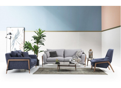 Zestaw sofowy 221 miejsce do siedzenia Sofa Nowoczesny zestaw materiałowy Blue Grupa Living Room