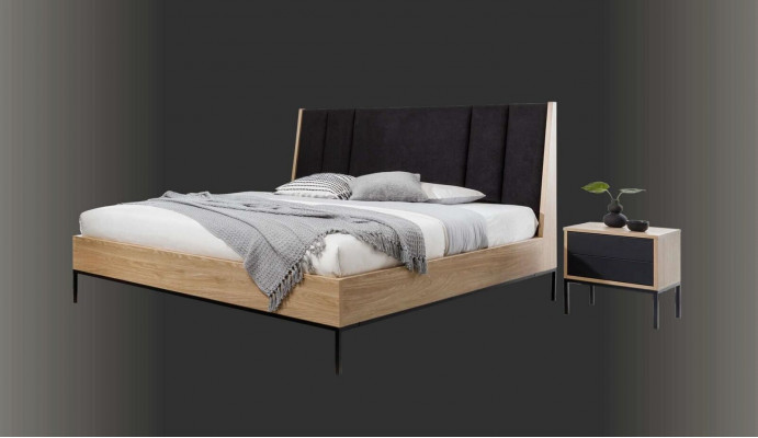 Zestaw Sypialnia Beżowe Łóżko Elegantes 2x Szafki nocne Luxury Modern New 3-częściowy.