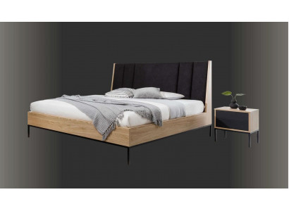 Zestaw Sypialnia Beżowe Łóżko Elegantes 2x Szafki nocne Luxury Modern New 3-częściowy.