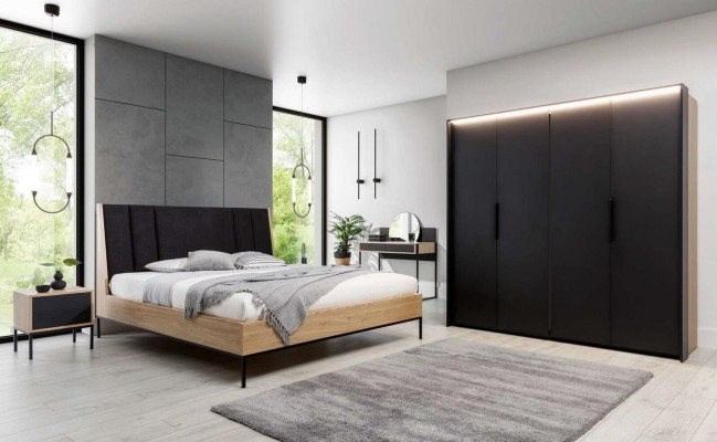 Zestaw Sypialnia Beżowe Łóżko Elegantes 2x Szafki nocne Luxury Modern New 3-częściowy.