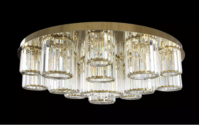 Okrągła żyrandol Lampa sufitowa Lustre Lampa sufitowa do salonu Złota
