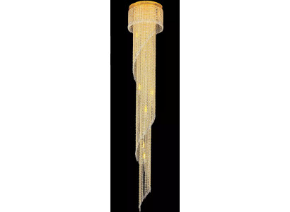 Żyrandol sufitowy galeryjny długi Duży żyrandol Lampa sufitowa Złoty kryształ 240 cm
