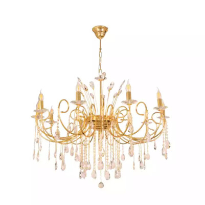 żyrandol Piękna kryształowa lampa sufitowa Gold Lights Lampy