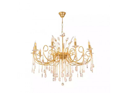 żyrandol Piękna kryształowa lampa sufitowa Gold Lights Lampy