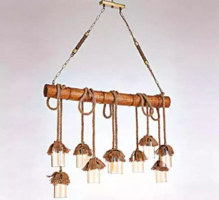 Nowoczesny żyrandol sufitowy z drewna ozdobny żyrandol wiszący Lampa sufitowa żyrandol bambusowy