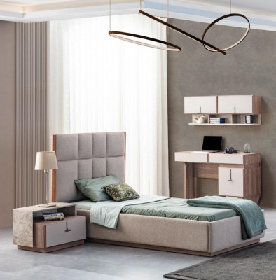 żłobek Meble designerskie łóżko jednoosobowe Drewno Stolik nocny Biurko 4-częściowe