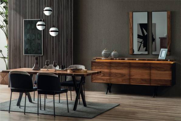 Designerski kredens Brown Drewno Kredens Luksusowy kredens Jadalnia Drewniana szafka
