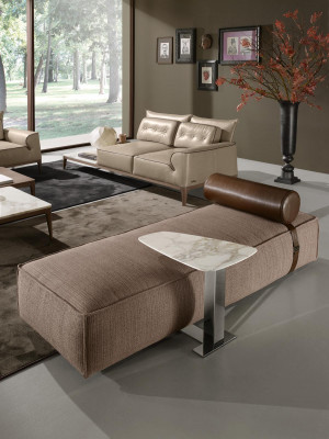 Luksusowy szezlong Materiał Projekt salonu Sofa Brązowe meble Kanapy Prianera
