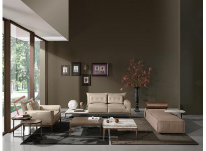 Luksusowy szezlong Materiał Projekt salonu Sofa Brązowe meble Kanapy Prianera