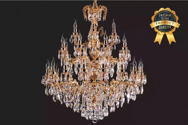 Nowoczesny żyrandol Lampa klasyczny luksusowy salon Mosiężny kryształ