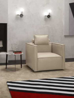 Fotel jednoosobowy 1 miejsce siedzące Podkładka Siedziba Designer Włókienniczy Siedziba Skóra Modern Grey