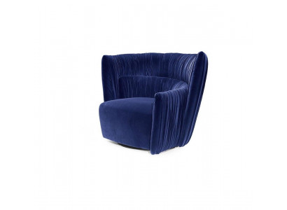 Fotel Jednomiejscowy Włoski Styl Podkładka Drewno Włókienniczy Prianera Luxury Blue