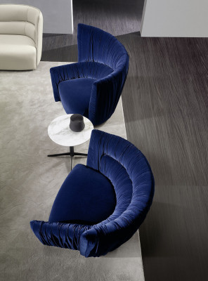 Fotel Jednomiejscowy Włoski Styl Podkładka Drewno Włókienniczy Prianera Luxury Blue