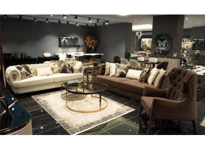 Zestaw sofowy trzyosobowa sofa materiałowa Fotel sofa tapicerowana brązowy zestaw sof