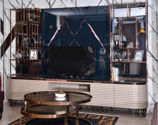 Wonwand RTV Szafka RTV Niska Beżowa Nowoczesna Kredens Szafa Drewno