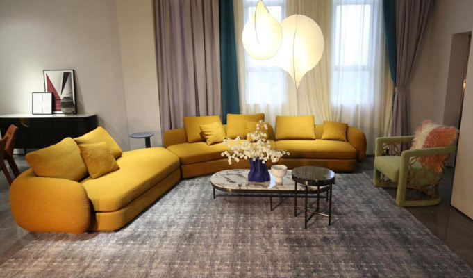 Salon Luksusowe Meble Narożnikowa kanapa L Shape Couch Design Tapicerka Włókienniczy