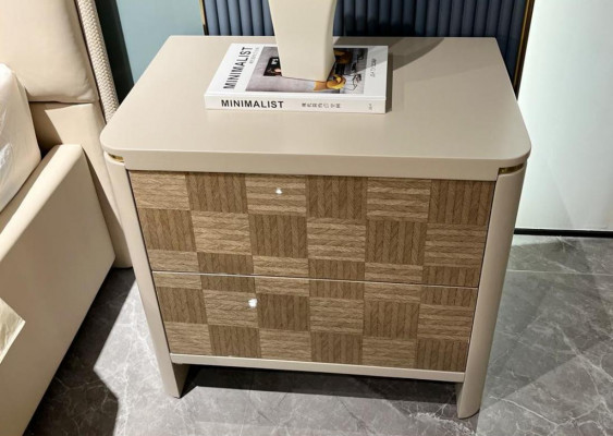 Sypialnia Zestaw Łóżko 2x Stolik nocny Design Nowoczesne Luksusowe łóżka 3-częściowe