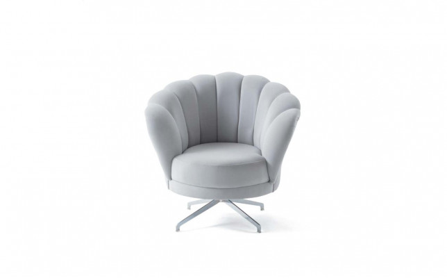 Designerski szary Fotel Salon Elegancki jednoosobowy Luksusowe nóżki ze stali nierdzewnej