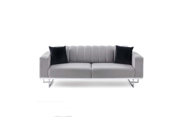 Jasnoszara Podkładka Trzyosobowa Luksusowa Sofa Salon Stylowe Kanapy