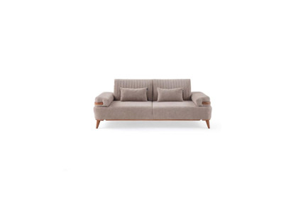 Designerska Beżowa 3-miejsce siedzące Sofa do Salonu Drewniana Rama Luksusowa Kanapa