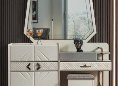 Biała Sypialnia Ustawić Luxury Meble Toaletka z Podkładką Stołek