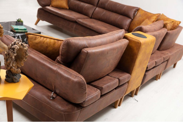 Narożnikowa kanapa Luksusowa Sofa Skóra Salon Meble Biurowe Materiał Meble Drewniane Nowość