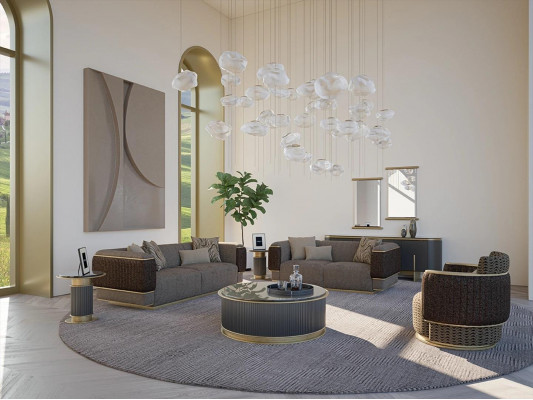 Salon Meble tapicerowane Zestaw wypoczynkowy Dwuosobowa Sofa Trzyosobowa Kanapa Luksusowy Fotel