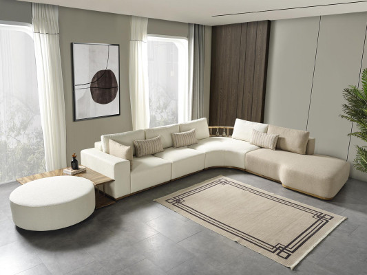 Biała nowoczesna kanapa narożnikowa w kształcie litery L luksusowa tapicerowana sofa do salonu