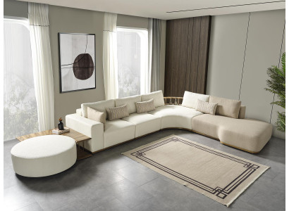 Biała nowoczesna kanapa narożnikowa w kształcie litery L luksusowa tapicerowana sofa do salonu