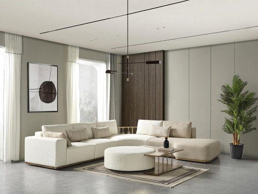 Biała nowoczesna kanapa narożnikowa w kształcie litery L luksusowa tapicerowana sofa do salonu