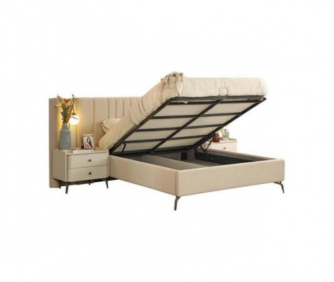 Luksusowa Sypialnia Łóżko I 2x Szafki nocne 3 szt. Zestaw mebli projektowych