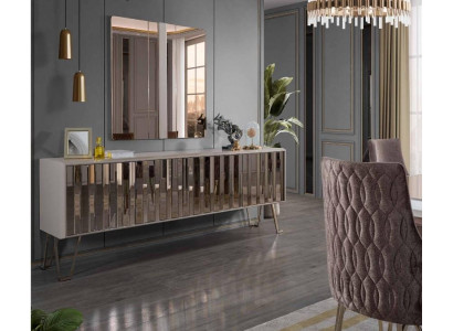 Luksusowy kredens z Lustro stylowy beżowy zestaw Kredens Modern Meble Design Nowość