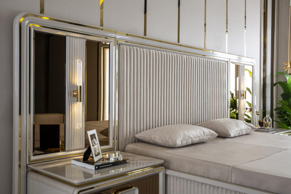 Łóżko Biały Piękny Design Nowoczesne Łóżko Podwójne Sypialnia Eleganckie Meble Nowe