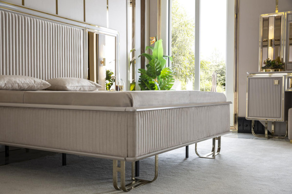Łóżko Biały Piękny Design Nowoczesne Łóżko Podwójne Sypialnia Eleganckie Meble Nowe