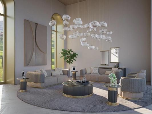 Zestaw sofowy 4-częściowa tapicerowana sofa do salonu trzyosobowa sofa o nowoczesnym designie Fotel