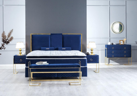 Łóżko Niebieskie Metalowe Meble Design Eleganckie Sypialnia Meble Luksusowe Nowoczesne Nowe