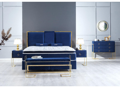 Łóżko Niebieskie Metalowe Meble Design Eleganckie Sypialnia Meble Luksusowe Nowoczesne Nowe