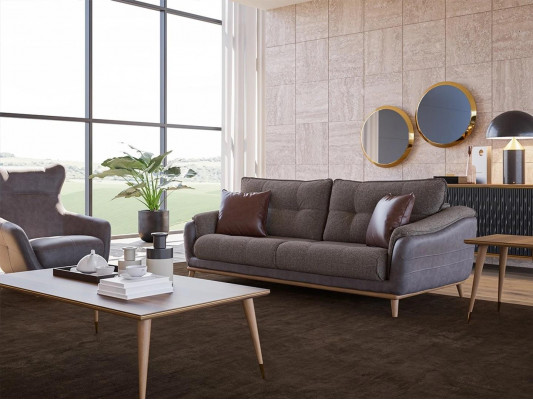 Zestaw sofowy 3-częściowy Fotel Modern 2x sofa rozkładana trzyosobowa Meble tapicerowane do salonu