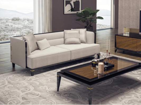 Salon Nowoczesna Biała Sofa Trzyosobowa Kanapa Designerskie Meble tapicerowane