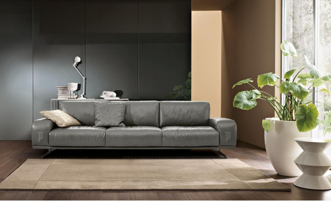 Sofa 3 Siedziba Luxury Meble Salon Skóra Sofa Trzyosobowa Szara Design Prianera