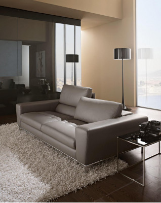 Skóra Sofa trzyosobowa luksusowa 3 Siedziba Sofy Siedziba Design Couch Meble Szary Prianera