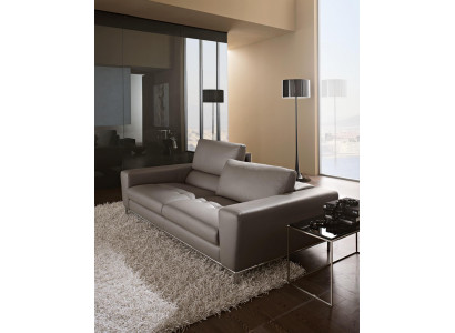Skóra Sofa trzyosobowa luksusowa 3 Siedziba Sofy Siedziba Design Couch Meble Szary Prianera