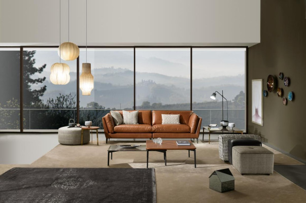 Sofa 3 miejsce do siedzenia Brązowa Luxury Design Meble Meble do Salonu Skóra Prianera Style Nowość