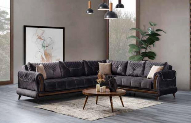 Szara nowoczesna sofa Narożnikowa kanapa meble tekstylne wygodna sofa w kształcie L nowa
