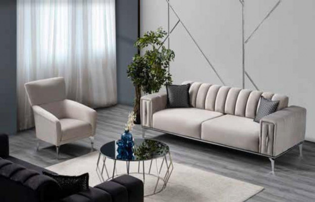 Wygodna Sofa Tapicerowana Luksusowa Sofa Nowoczesny Styl Kolor Beżowy do Salonu