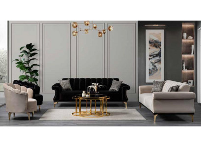 Tapicerowana luksusowa sofa 3-miejsce siedzące Komfortowy nowoczesny styl w Czarnej Nowej
