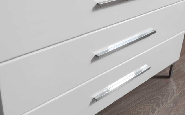 Zestaw czterodrzwiowych białych Sypialni Kredens Designer Szkło Okrągłe Lustro 2-częściowe